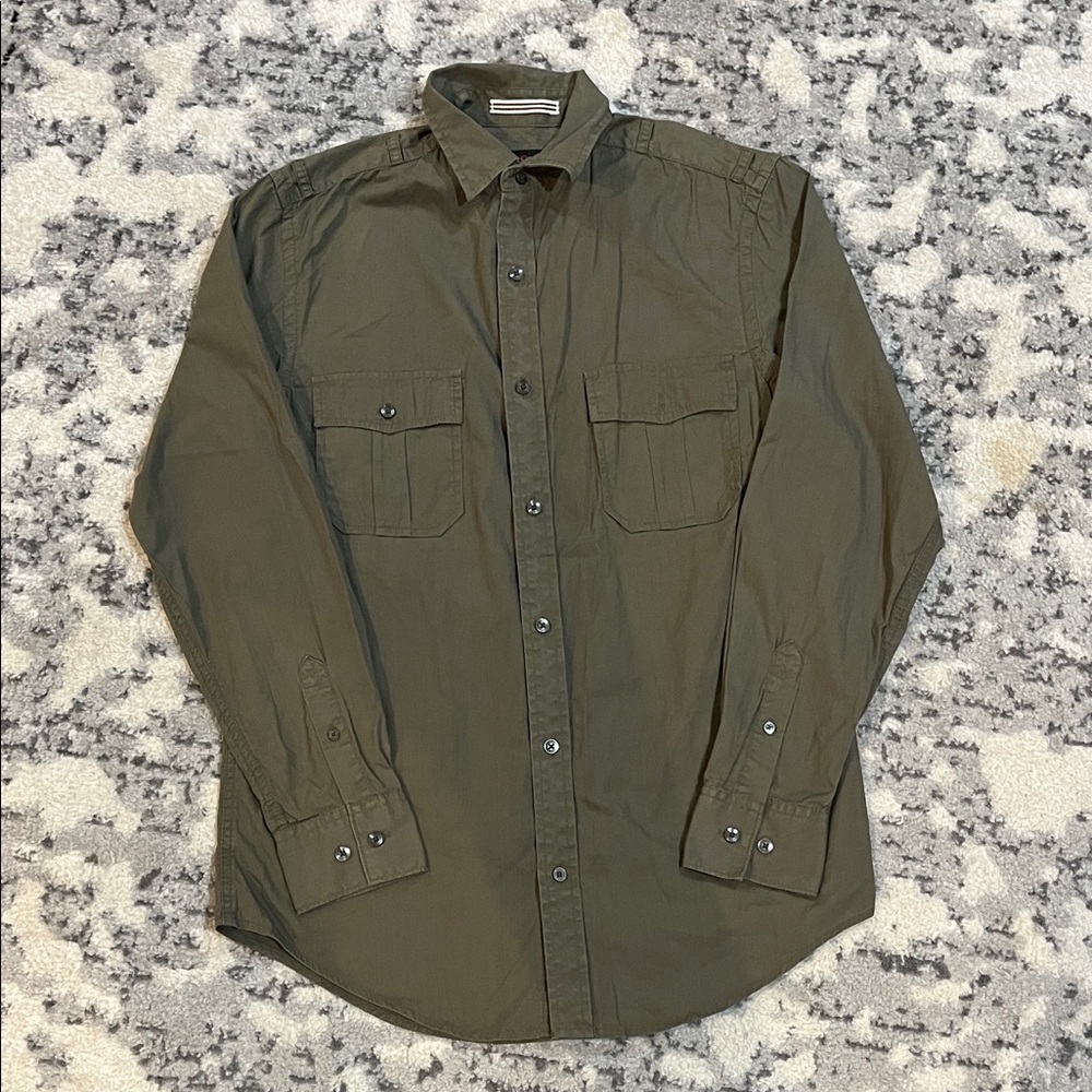 Classic Olive Casual Button-Down Shirt